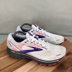 Brooks Ghost 14 Womens Running Shoes White Pink Purple Athletic Sneaker Size 9.5